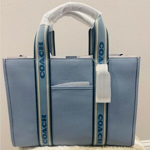 Coach Light Blue Tote with Logo Straps